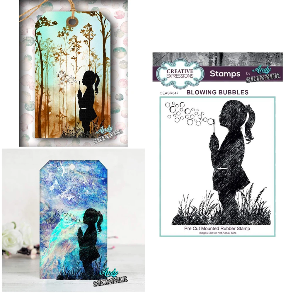 

Girl Blowing Bubbles Clear Stamps No Cutting Dies For Diy Paper Cards Handmade Photo Album Scrapbooking Craft Stamps