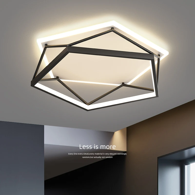 

Modern Minimalist Chandeliers LED For Bedroom Study Room Home Black Decorative Surface Mounted Ceiling Lamps Lighting Fixture
