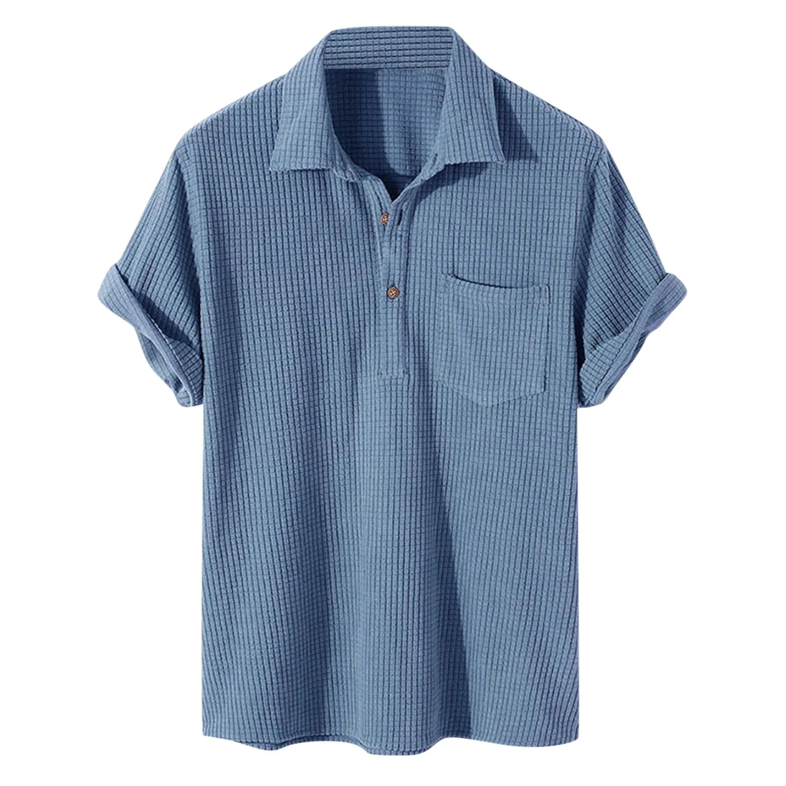 

Branded Men's Clothing Casual Solid Summer Hawaiian Shirt Man Cardigan Lapel Social Dress Shirts Men Pocket Short Sleeve Tops
