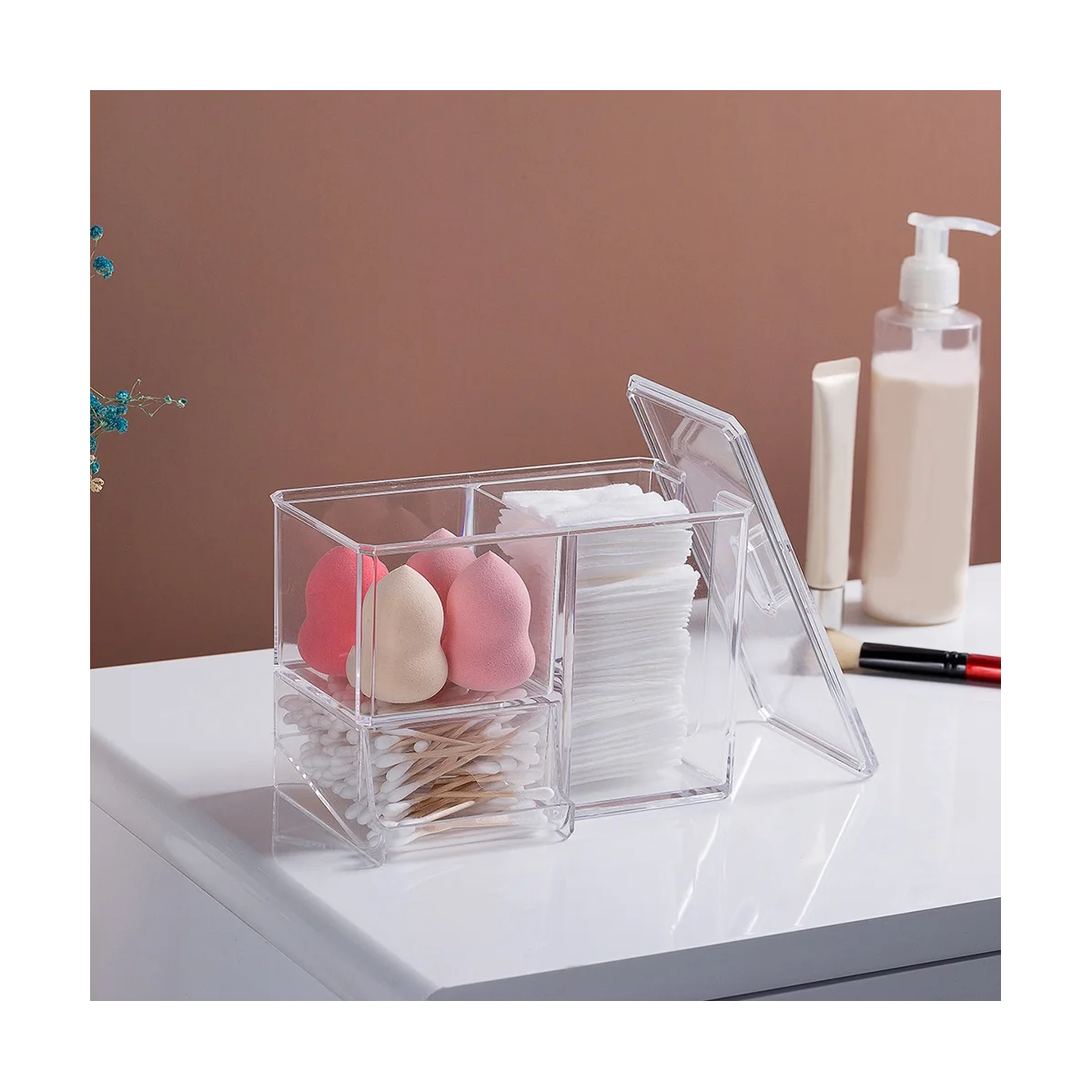 Контейнер для крышки и ватных палочек 4 отделения