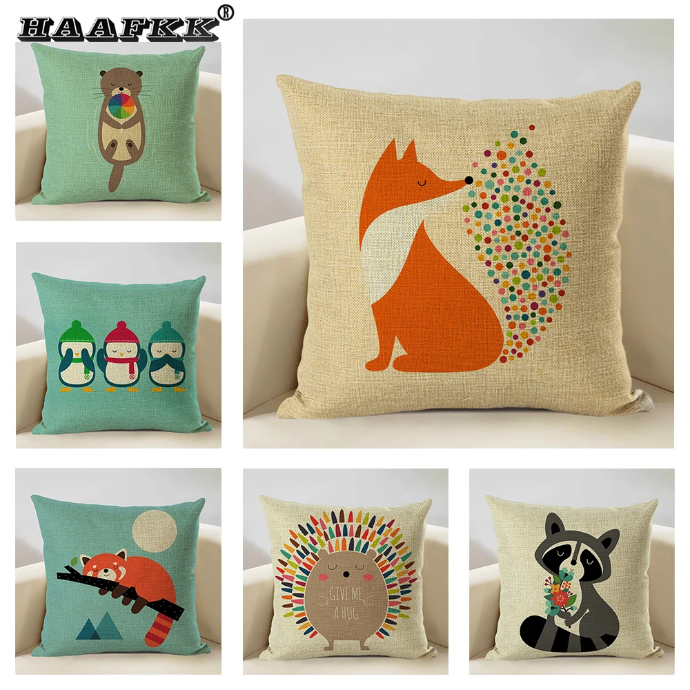 Женская льняная наволочка чехол для домашнего декора наволочки с рисунком ежика