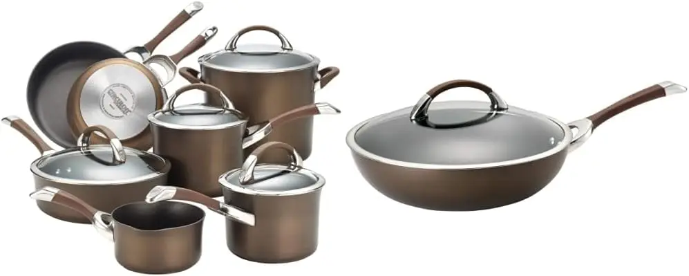 

Dishwasher Safe Hard Anodized Nonstick Cookware Pots and Pans Set, 11-Piece, Chocolate & Symmetry Hard Anodized Nonstick Wok