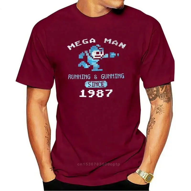 

New Mega Man Mens T-Shirt - Megaman Running and Gunning Since 1987 Image Cartoon t shirt men Unisex 2021 Fashion tshirt