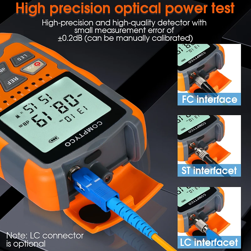 FTTH Fiber Optic Power Meter AUA-M5/M7 LED Light SC/FC/ST Universal Connector -50~+26dBm Fiber Optical Tester
