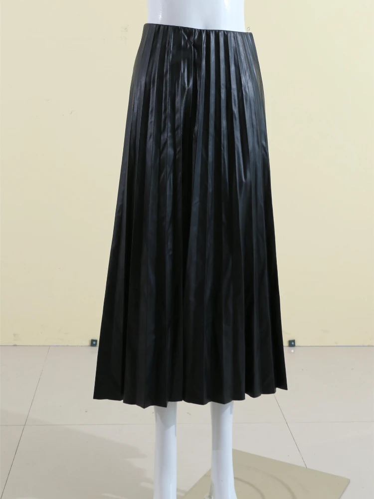 

Женская длинная юбка из ПУ кожи, с эластичным поясом