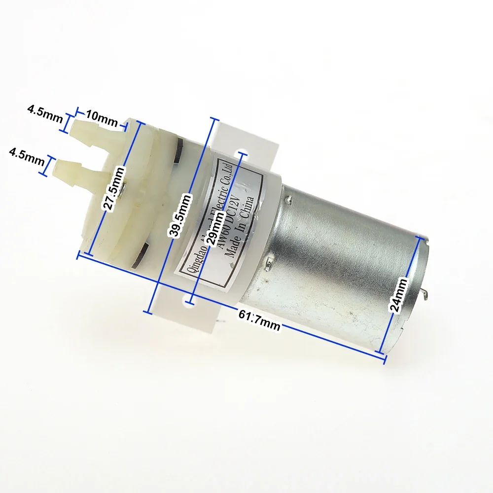 12 В постоянного тока, небольшой водяной насос 370 с двигателем постоянного тока, низкий уровень шума, большой расход воды 0,66 л/мин для питья, мини-мембранный вакуумный насос 9 В-24 В