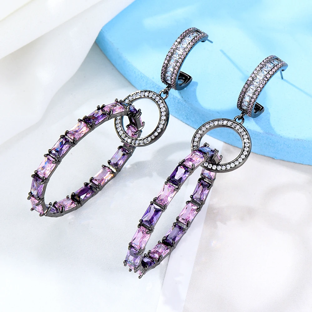 

Kellybola 2022 New Gorgeous Shiny Facebook Ins Earrings Full Cubic Zircon Dubai Africa Women's Wedding Anniversary High Quality