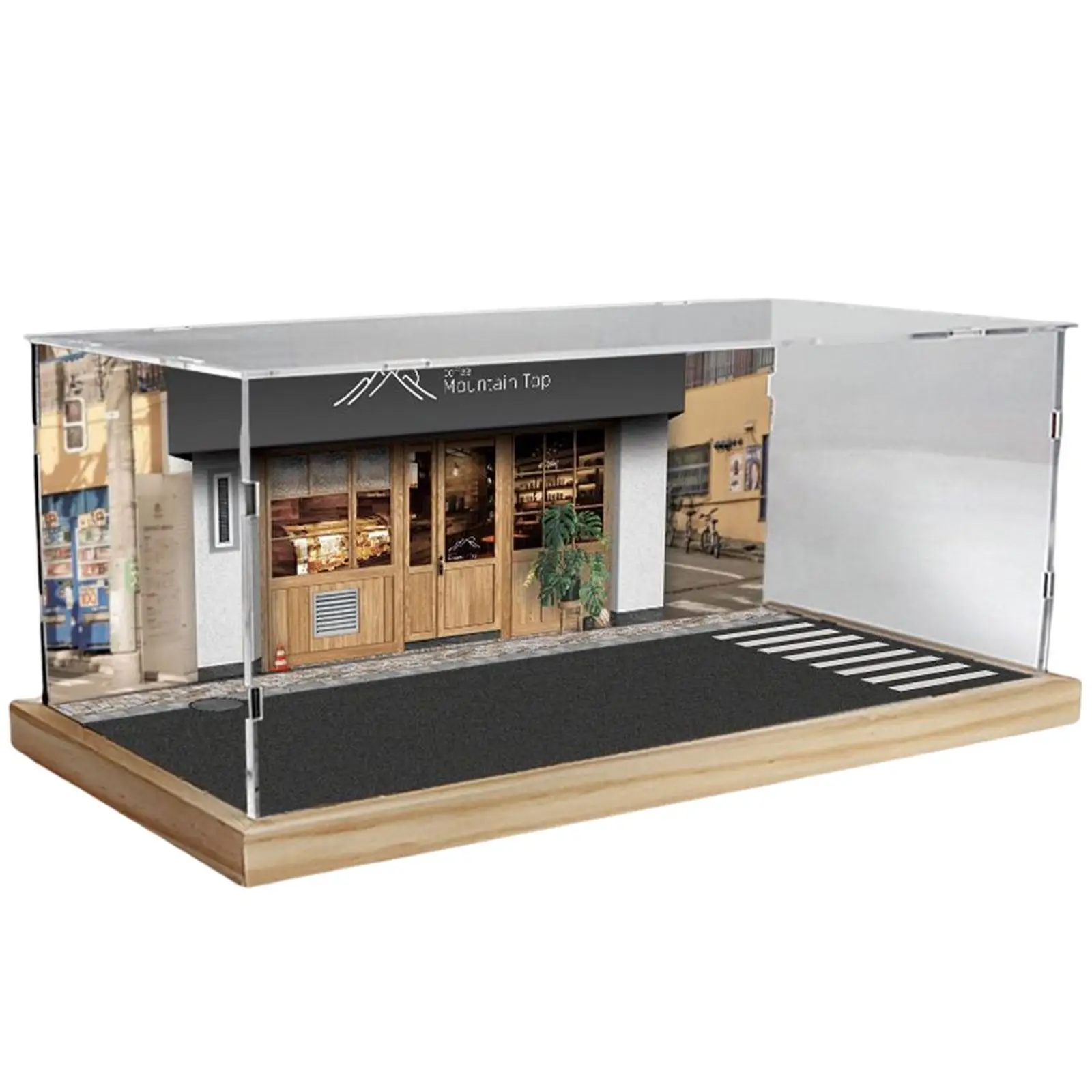 

Japanese style Scene 1:32 Parking Lot Display Case Vehicle Scene Toy Container Show Dustproof Organizer Diorama for Vehicle Car