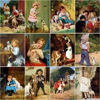 child and dog full round square drills mosaic pictures 5d diy diamond painting kits embroidery home decor handmade gifts