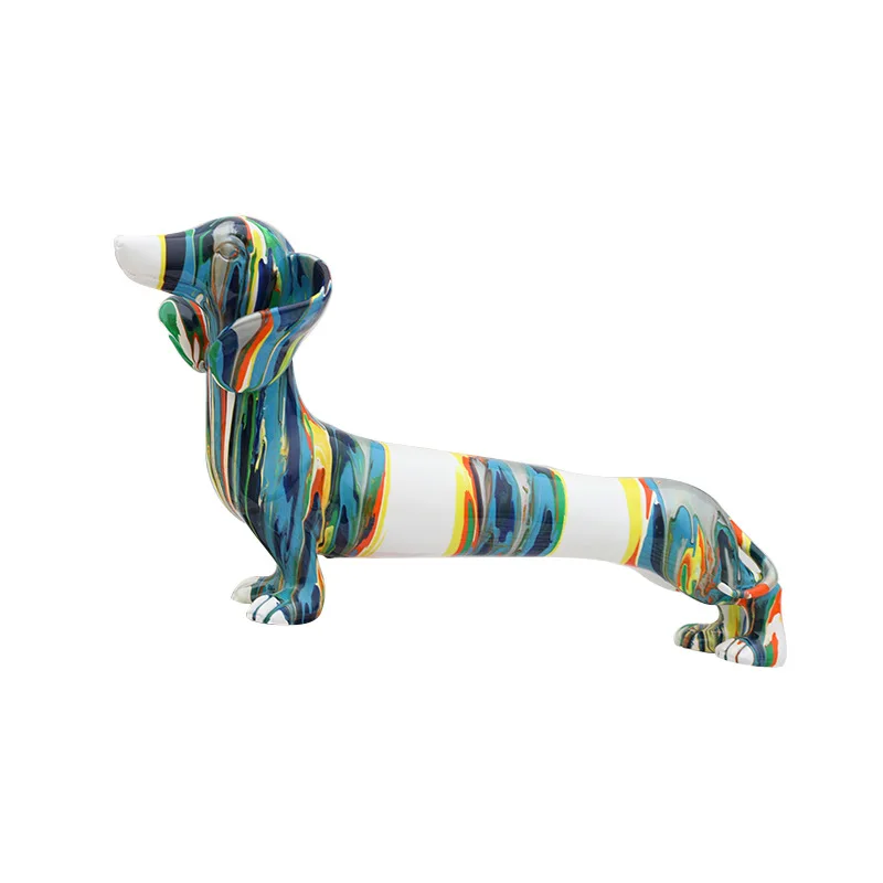 

Art Color Cartoon Dachshund Dog Resin Crafts Animal Modern Creative Home Bedroom Decoration Living Room Gift