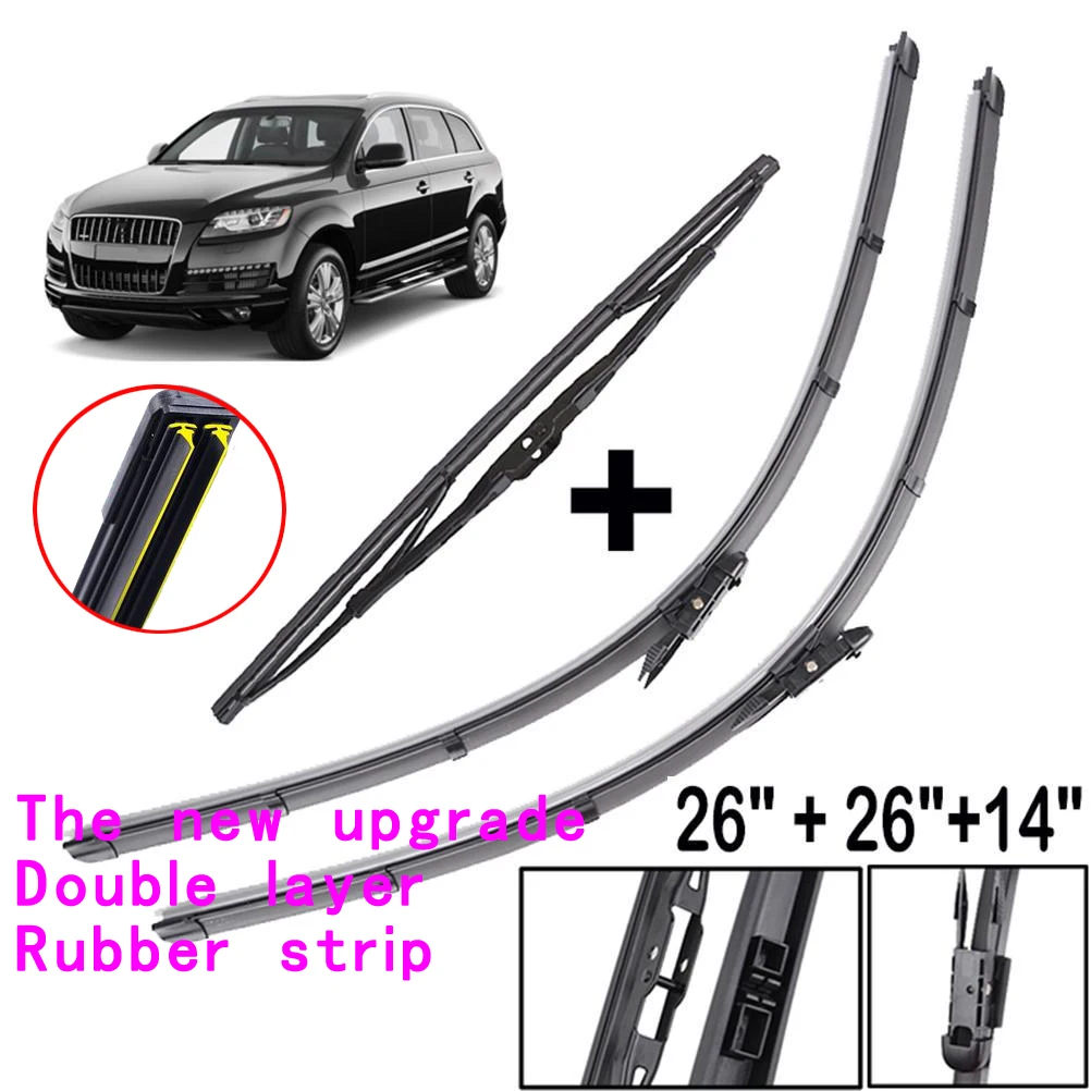 

adohon Front Rear Windshield Wiper Blades For Audi Q7 2006 2015 Car Accessories 2007 2008 2009 2010 2011 2012 2013 2014