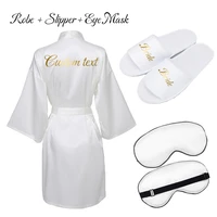silk satin robe custom robe slippers eye mask bathrobe short satin clothes women sleepwear dressing gown bride bridesmaid robes