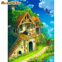 ruopoty 40x50cm frame diy painting by numbers witch house scenery acrylic paint drawing on canvas art paints home decoration