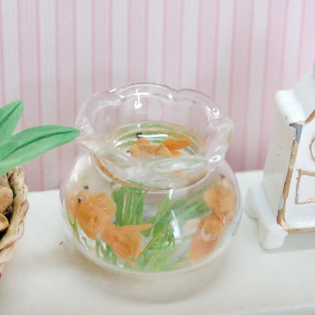 

1:12 Scale Miniature Glass Bowl With Greenery DOLLHOUSE Miniature Pets