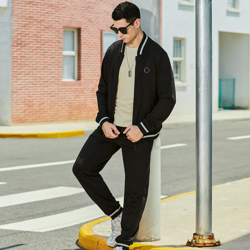 

Спортивный костюм мужской для бега, повседневный спортивный костюм, куртка на молнии и штаны, комплект из 2 предметов, уличная одежда