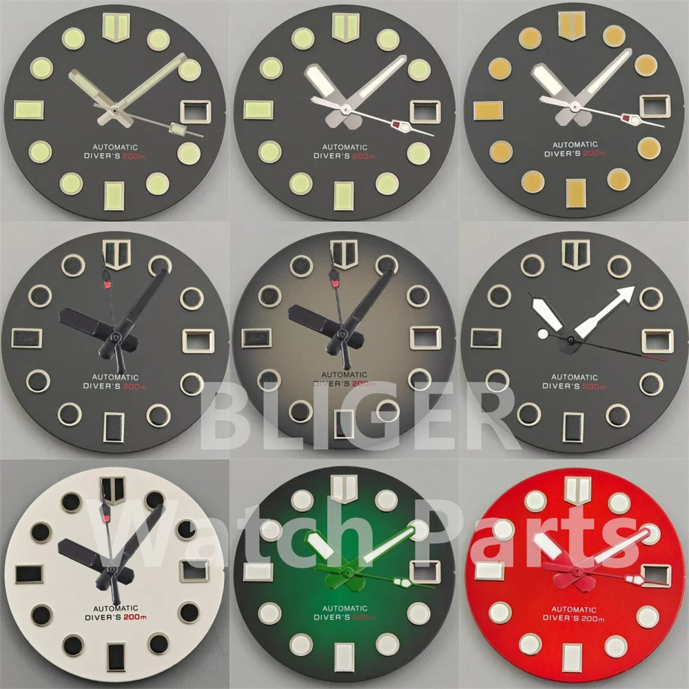 Стерильный циферблат BLIGER 29 мм черный белый зеленый красный с набором стрелок