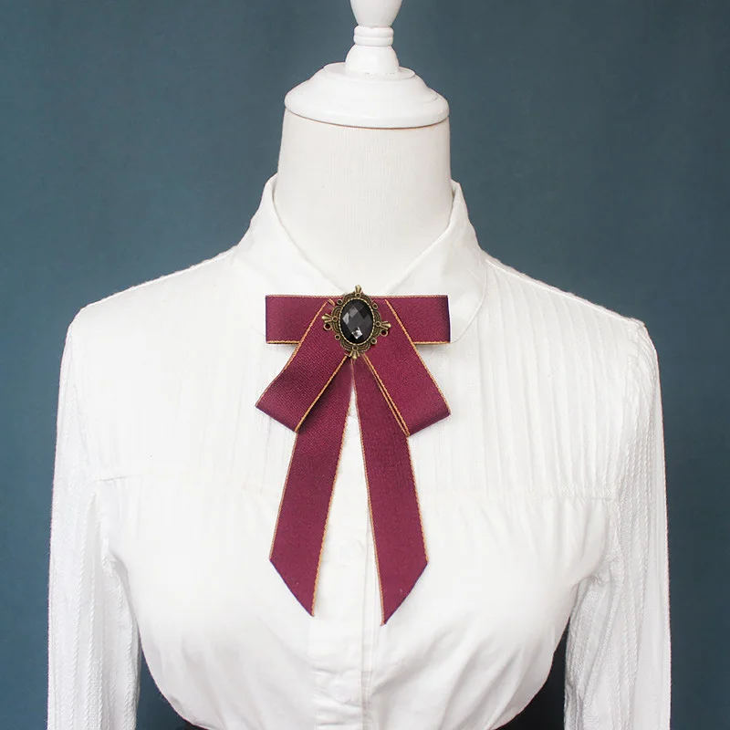 

Rhinestone Bow Tie Women Knot Ribbon Bowtie College Shirt Adjustable Gorgeous Vintage Collar Pin Gift Men Jewelry Accessories
