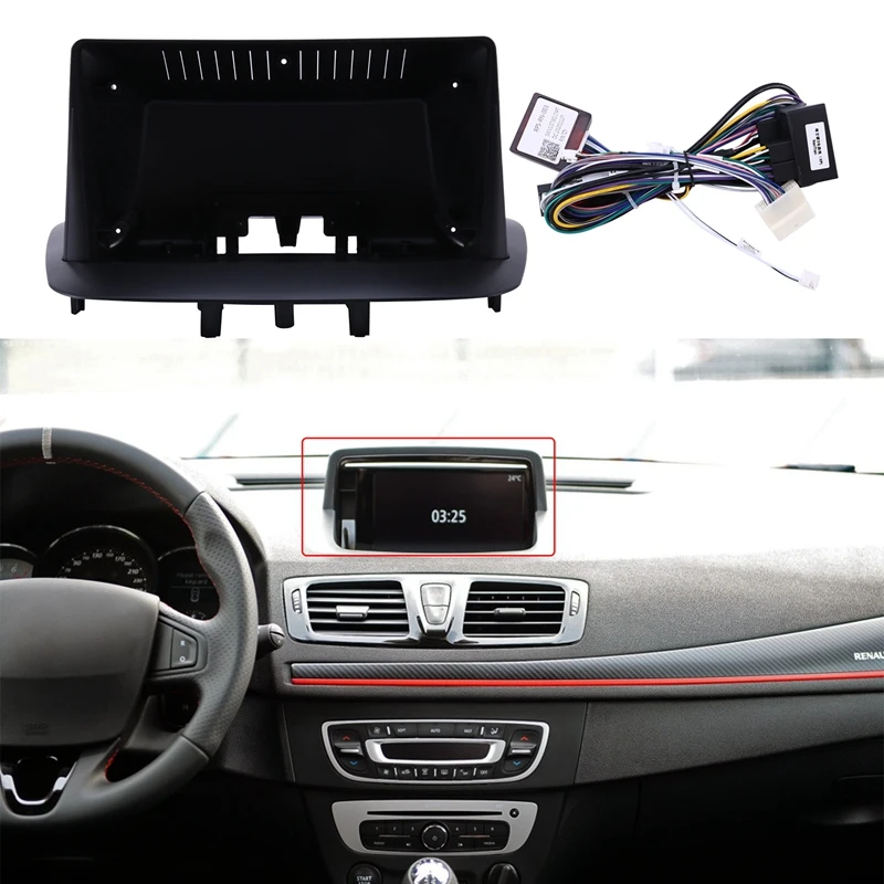 

2DIN 9-Inch Stereo Radio Panel With Wiring Harness DVD Audio Panel Dashboard Panel Kit For Renault Megane 3 2009-2014
