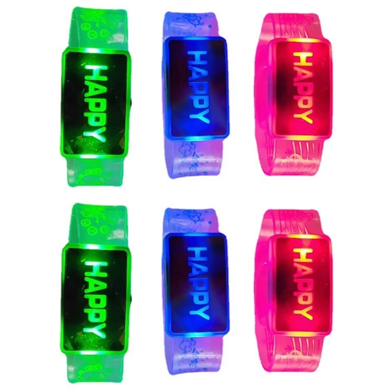 

Светильник браслет для рождественской вечеринки для детей, пластиковые браслеты с веселым рисунком
