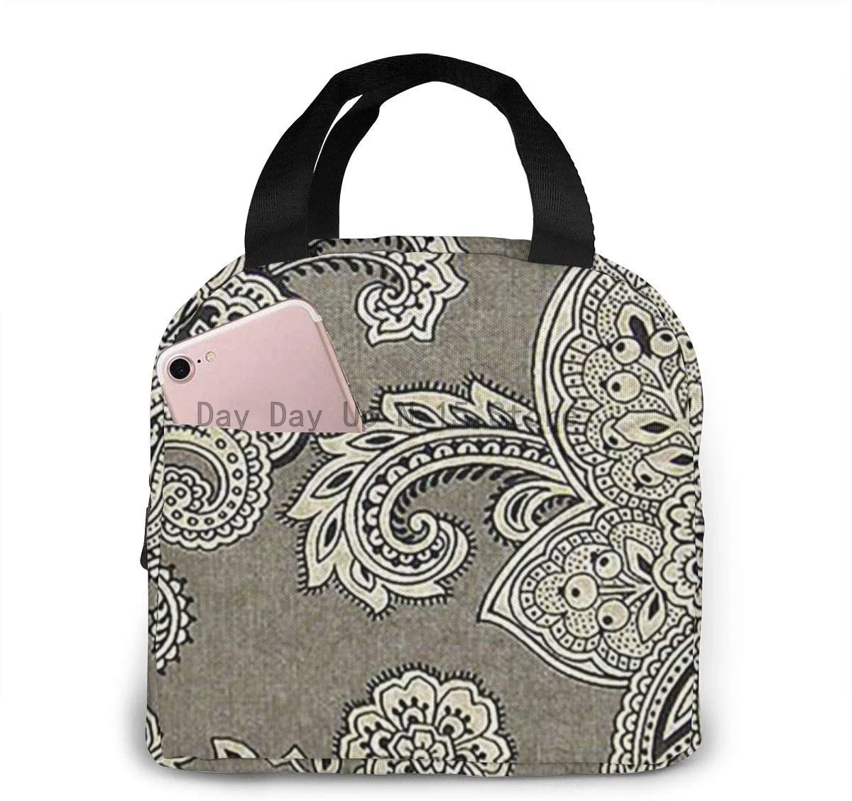 

Storage Bag Paisley Pattern Large Portable Insulated Lunch Bag