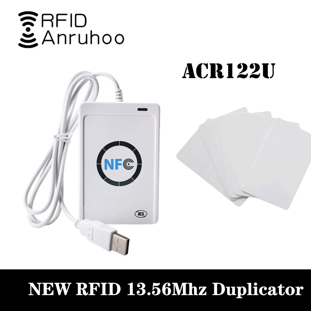 New RFID Card Reader Usb ACR122U Duplicator 1k S50 Tag Write 13.56mhz Key Copy NFC Smart Chip Programmer Clone Changeable UID