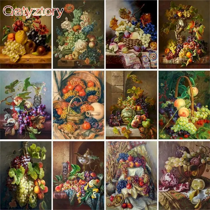 

GATYZTORY Interior Painting by numbers Acrylic paints Picture Drawing Fruit DIY Markers by numbers Art supplies Home decor