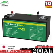 LiFePO4-batería Solar de fosfato de hierro y litio de 24V, 200Ah, 5KW, BMS integrado, ciclo 6000, 48V, ipx5, para barco y autocaravana, sin impuestos