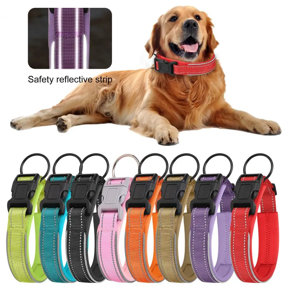 

Pet Collar Reflective Strips Adjustable Anti-pull Bite-resistant Breathable Prevent Break Free Safety Buckle Pet Neck Strap Dog