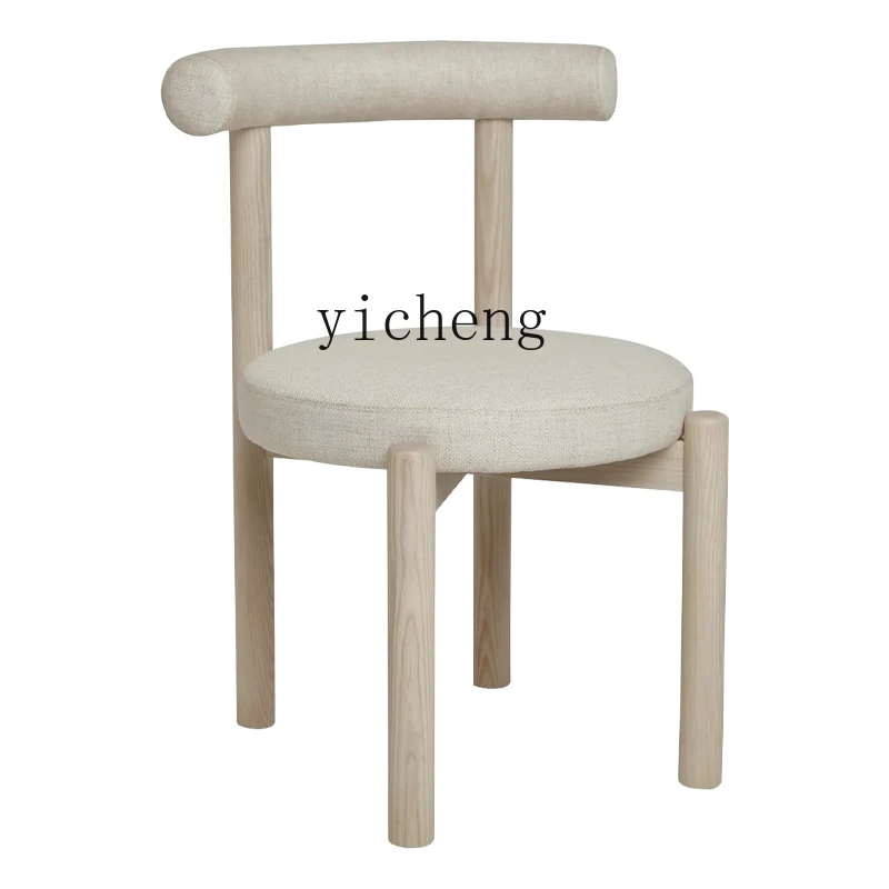 

XL Dining Chair Designer Mid-Ancient Chair Solid Wood Oak Bar Chair Backrest French White