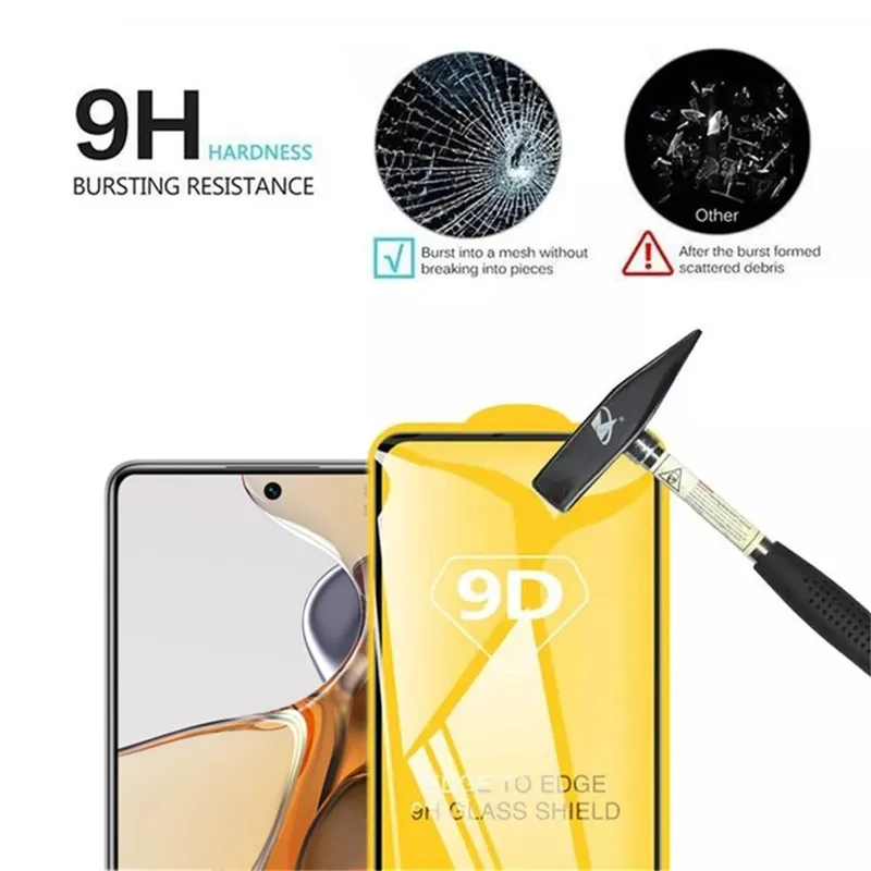 9D Full Tempered Glass For Xiaomi Redmi Note 10 Pro 11 12 9 8 9s 10s 11s 12T 12 Lite 11T Mi 10T Poco X5 X3 F3 Screen Protector