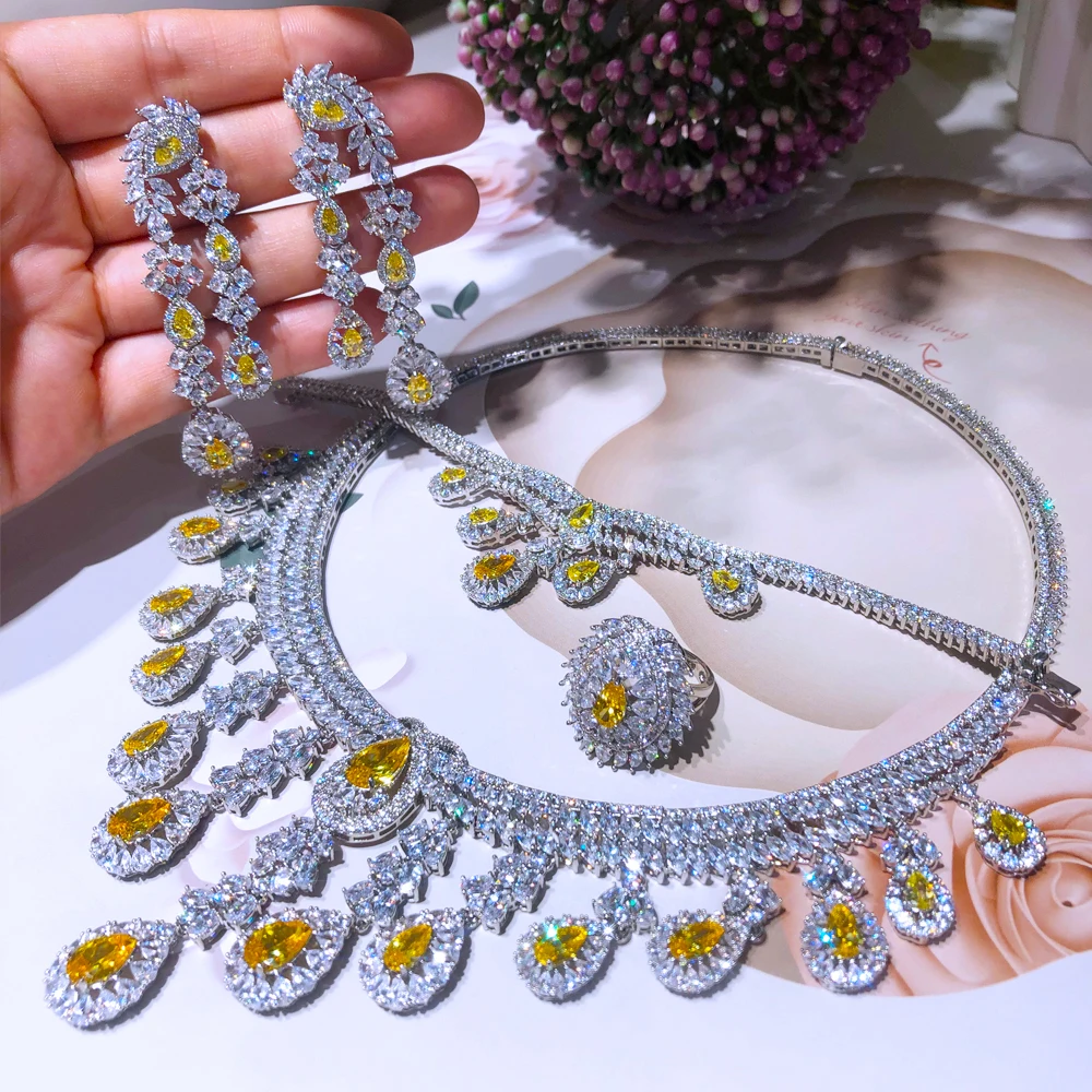 

4 шт., комплект из колье, серёг и кольца