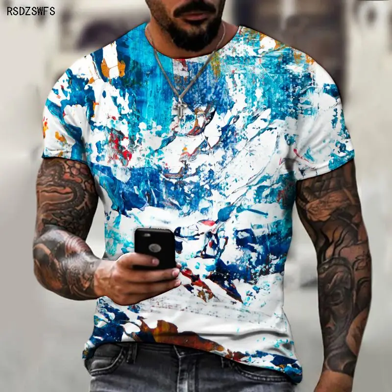 

Summer New Style 3D Printing Men's Personality Graffiti Shirt Men's Abstract Design Fashion Printed T-shirt Men's Short Sleeves