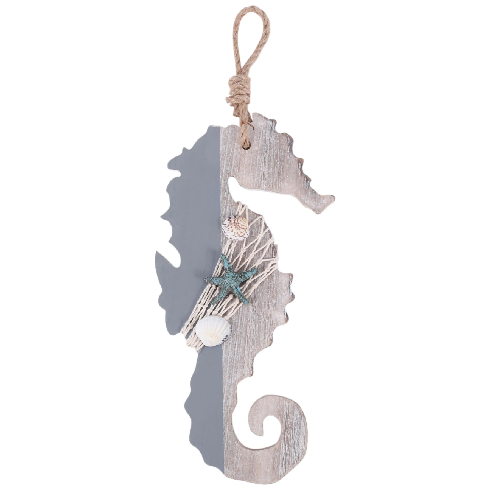 

Wooden Decor with Starfish and Shells for Nautical Decoration,Wall Hanging Ornament Beach Theme Home Decoration