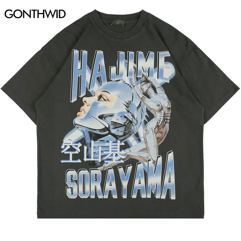 

Футболка мужская с коротким рукавом, повседневная хлопковая Свободная рубашка в стиле хип-хоп, уличная одежда в стиле Харадзюку, лето 2023