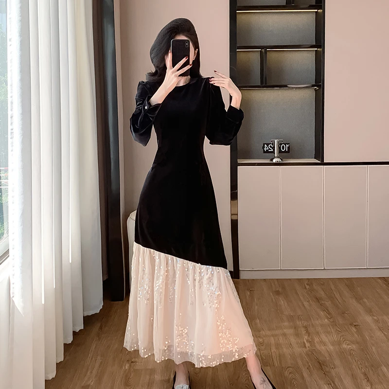 Осень и зима 2024 новая женская одежда высококачественное французское платье