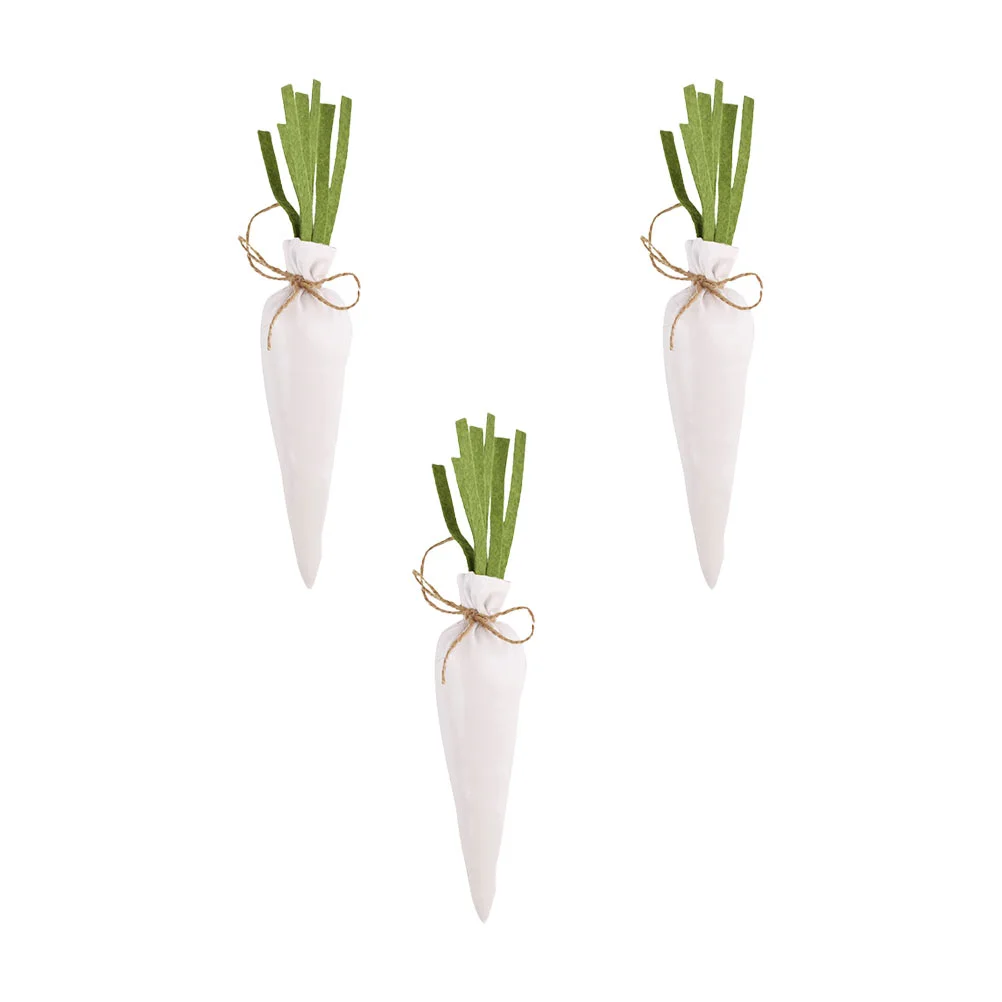 

3 Pcs Stuffed Toys Artificial Radish Para Niños Cloth Carrot Crafts Mini Craft Carrot Toy Desktop Easter Carrots