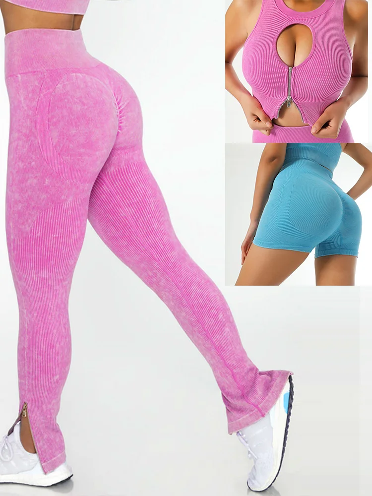 

Zipper Track Leggings Peach Hip Fitness Fullset High Waist Push Up Yoga Shorts Pants Women's Outer Wear Sports Tight Trousers
