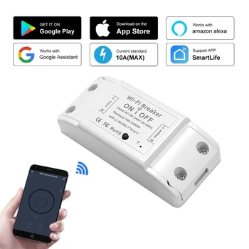 DIY Smart Light WiFi Switch Tuya Smart Life APP Wireless Remote Control 10A Smart Home Breaker Works With Alexa Google Home 1