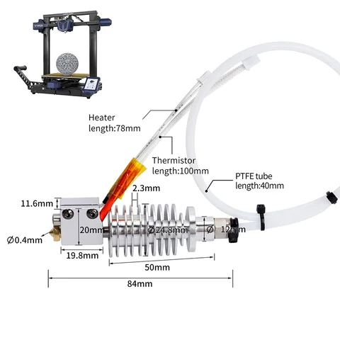 Комплект Hotend 24 В 40 Вт для печатающей головки Anycubic Vyper Volcano Heatblock, часть 3D-принтера, удаленная головка Bowden J-head для Kobra Max Kobra Plus