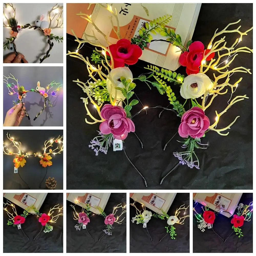 Милый плюшевый обруч для волос светодиодная рождественская повязка на голову