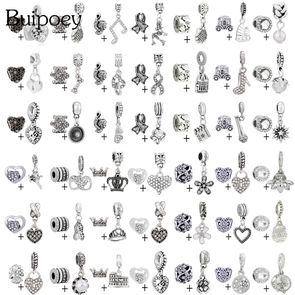 

Buipoey 2pcs/lot Silver Color Rhinestone Note Beads & Ribbon Pumps Charm Sailboat Pendant Diy Bracelet Necklace Accessory