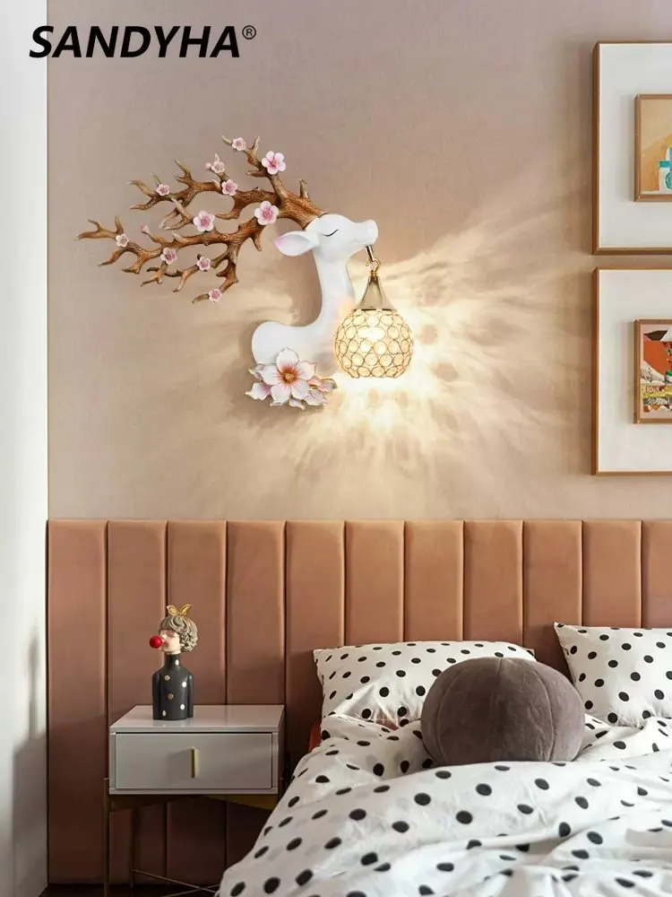 

Modern LED Sconce Wall Lamp Crystal ELK For Children Bedroom Headboard Nursery Resin Interior Lighting Decorative Wall Lamp