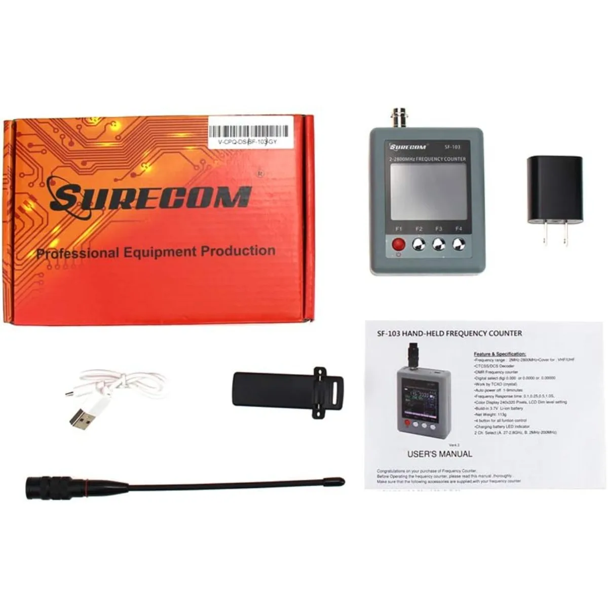 Фото Частотомер Surecom SF-103 2МГц-2.8ГГц с декодером CTCSS DCS, тестер для аналоговых и цифровых DMR портативных раций №4
