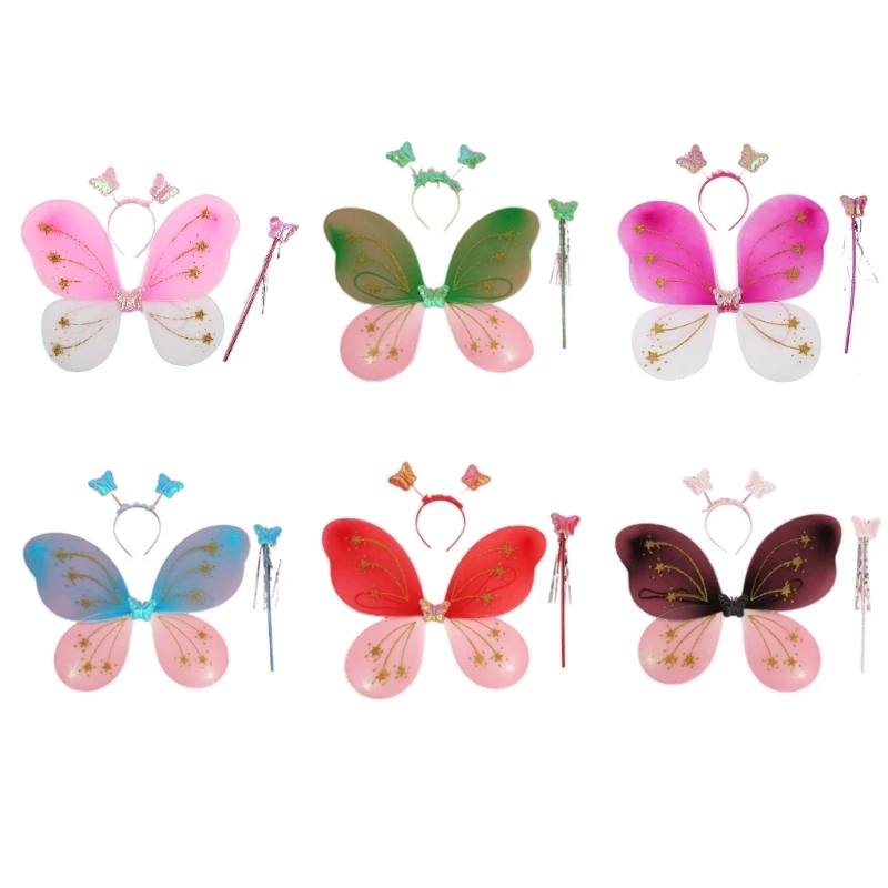 

652F Wings Angel Wing with Wand Headband Dress Up Halloween-Cosplay Wings