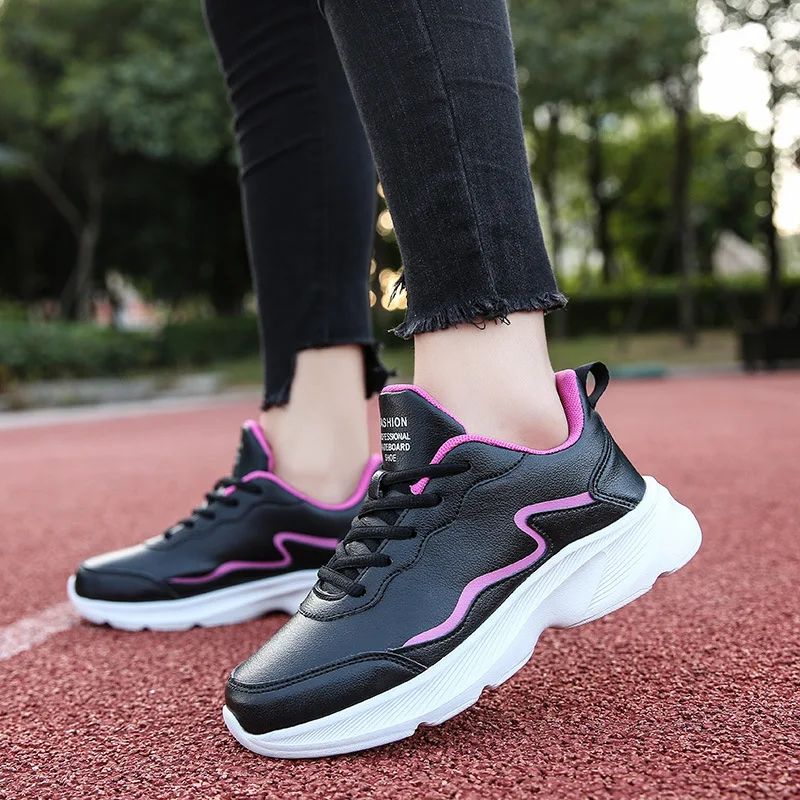 

Women Fashion High Quality Leather Athletics Running Shoes Female Winter Non-slip Casual Sneakers Ladies Sport Jogging Shoes