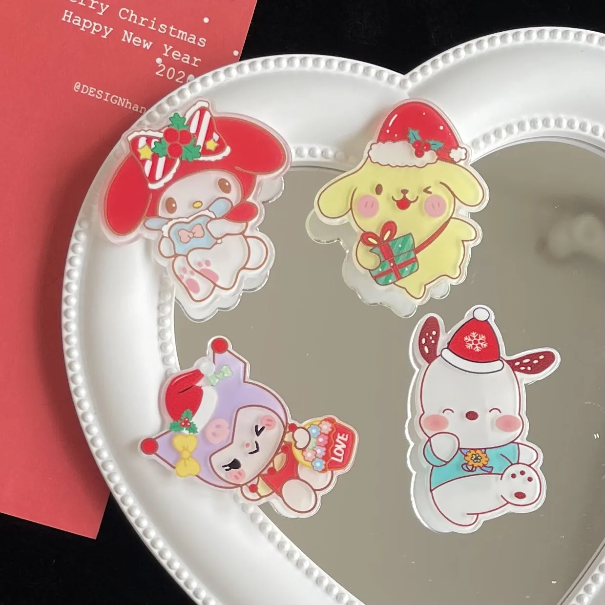 

Kawaii Sanrio Hairclip Christmas Suit Cute Cartoon Girl Heart Hairpin Sweet Kuromi Cinnamoroll My Melody Hairpin Birthday Gift