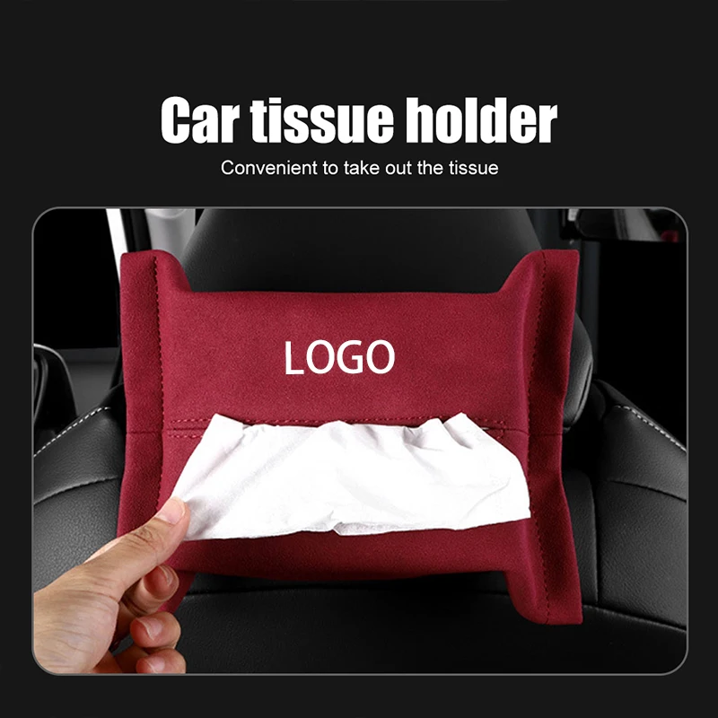 

Car Hidden Tissue Holder Box For Ford LOGO Suede Armrest Seat Back Napkin Center Console Storage Bag Auto Accessories
