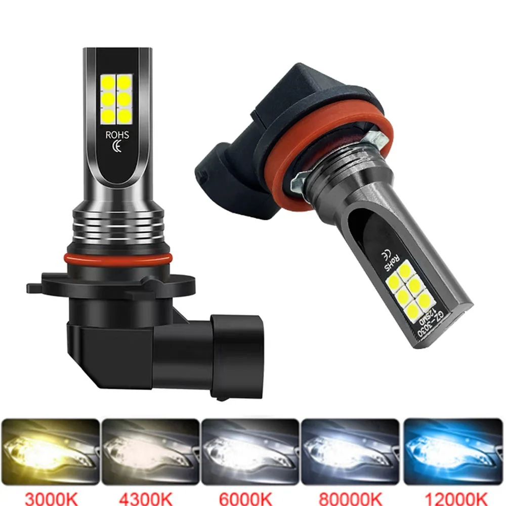 

2Pcs 3030 H11 H8 H9 H16JP H1 H3 LED H4 H7 Bulb 9005 Hb3 9006 Hb4 Car Fog Light Super Bright Driving Running Light 6500K 12V 24V