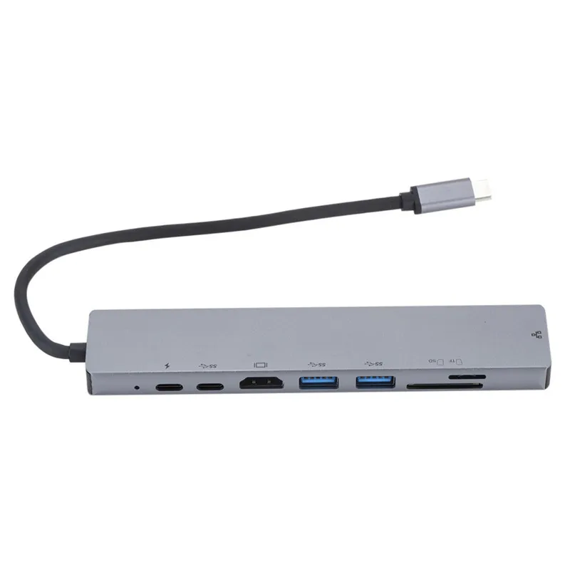 

New 8-In-1 USB C Hub Type C To HDMI-compatible RJ45 Ethernet USB 3.0 Ports SD/TF Card Reader USB-C PD Power Delivery