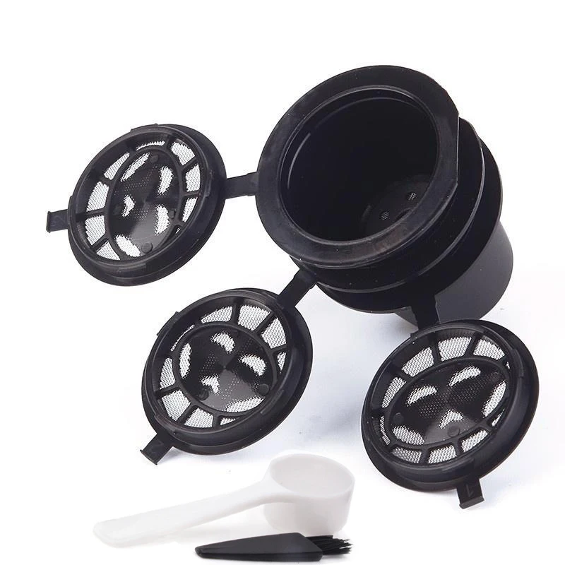 

7PCS Stainless Steel Reusable Cafissimo Coffee Capsule Cafeteira Filter Suitable For Nespresso Machines With Spoon And Brush